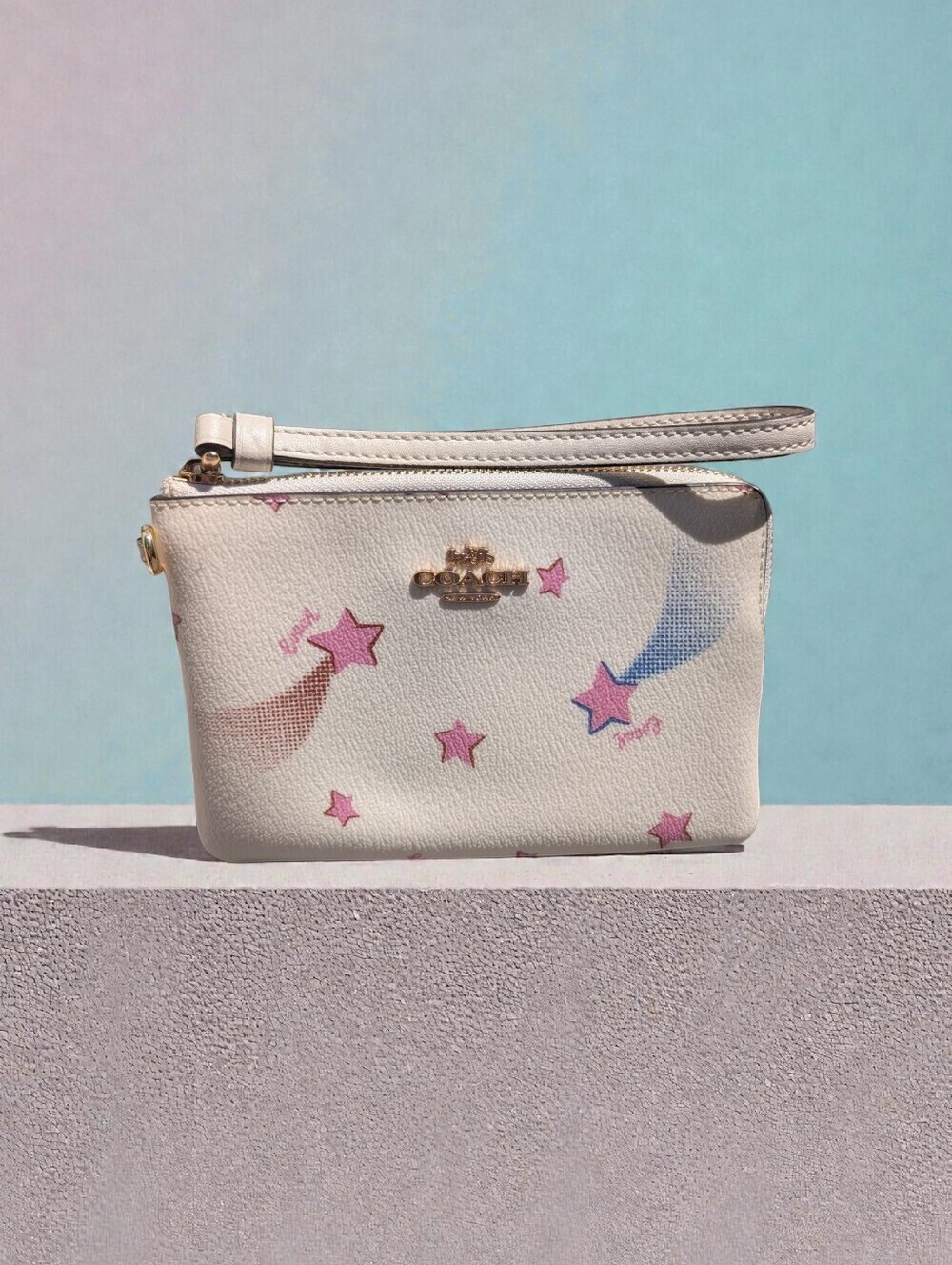 Coach Corner Zip Wristlet Disco Star Print (NWOT)